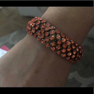 Pumpkin colored crystal elastic bracelet